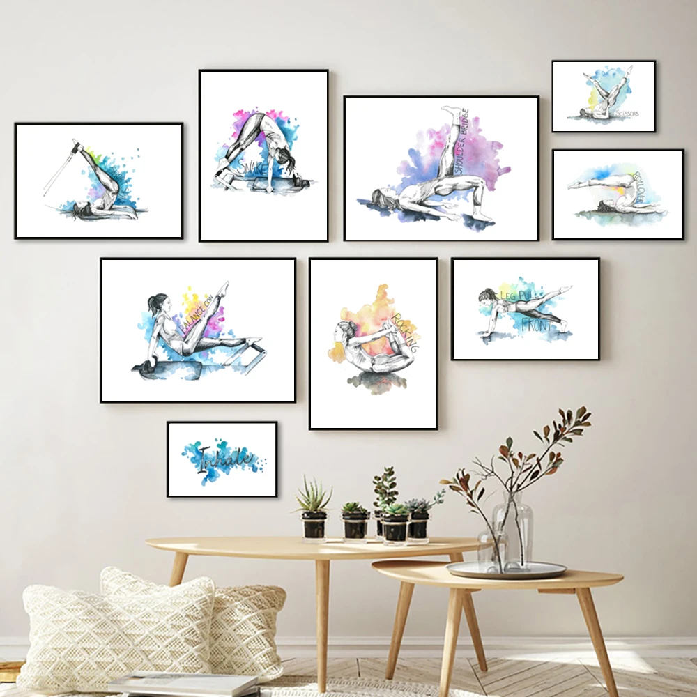 Yoga Fitness Exercises - Pilates Yoga Workout Chart Art Prints