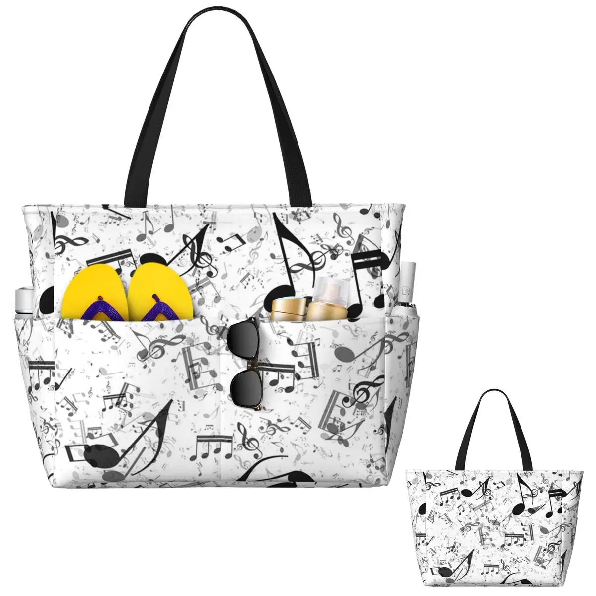 Bass Music Notes Beach Tote Ba - đánh giá và giá Yoga Fitness Music